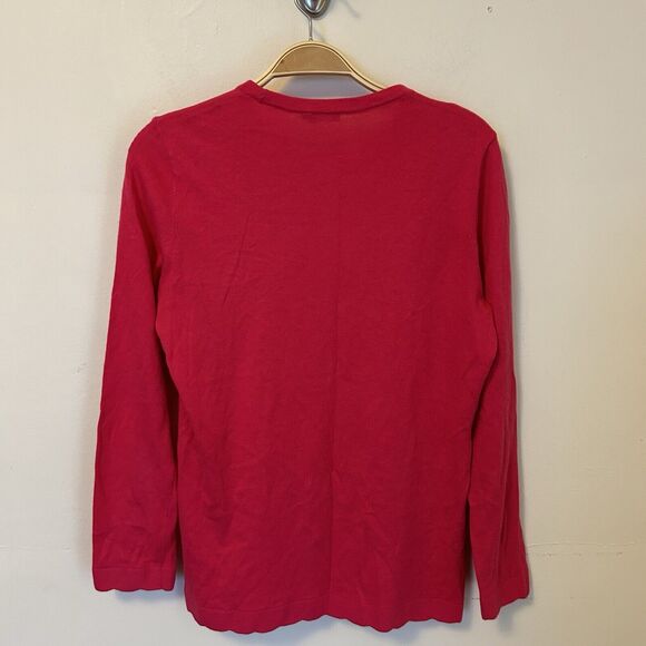 J. McLaughlin Pink Crewneck‎ Scallop Edged Sweater Cotton Blend Small - Picture 5 of 7